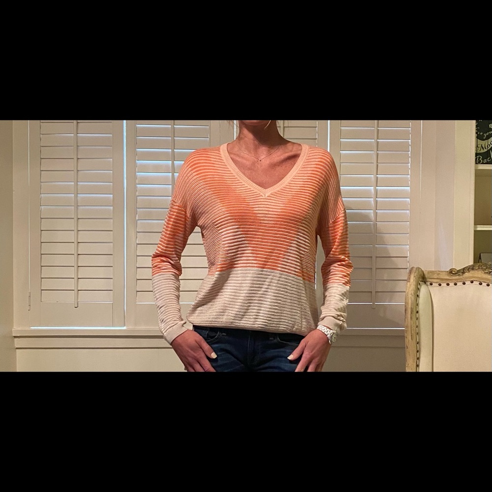 St John cream and orange V sweater